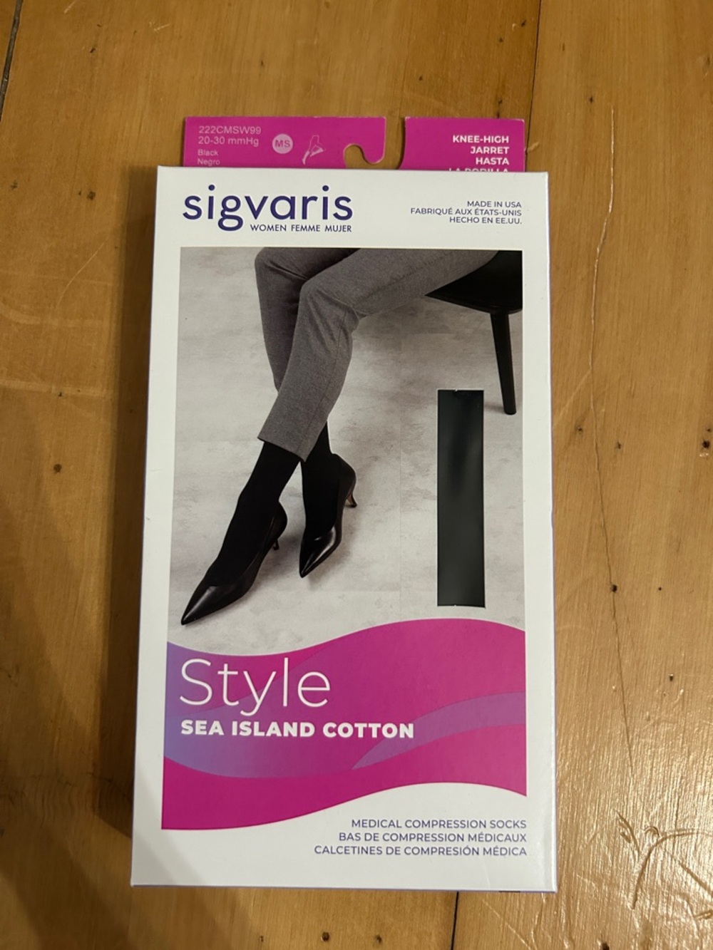 Sigvaris Style Sea Island Cotton Knee-Highs in Black